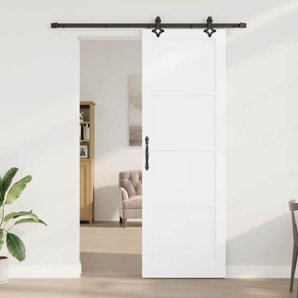 Schiebetür mit Hardware Set Weiß 78x232 cm Massivholz Kiefer, Innentür 'ORKDAL'Weiß 78x232x4 cm Massivholz Kiefer