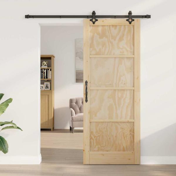 Schiebetür mit Montageset 83x211 cm Massivholz Kiefer, Innentür "ORKDAL" 83x211x4 cm Massivholz Kiefer
