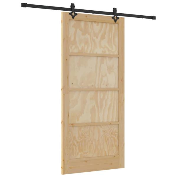 Schiebetür mit Beschlägen Set 93x202 cm Aus solidem Kiefernholz, Innentür
