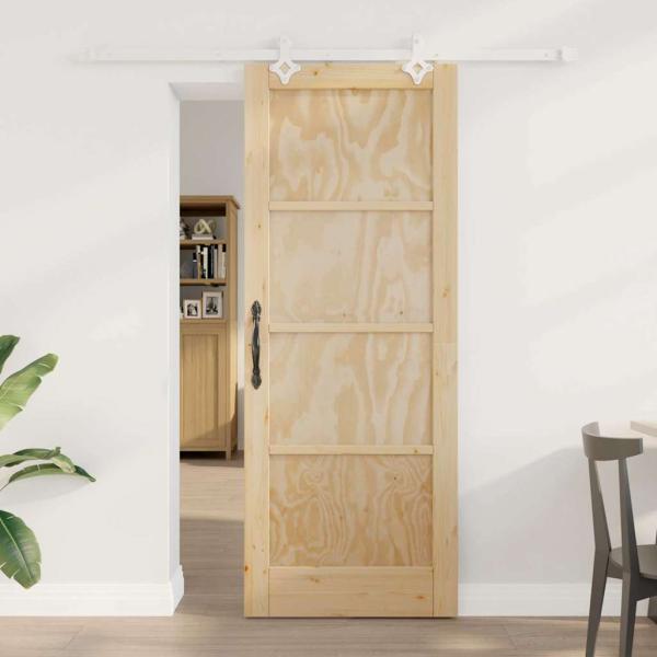 ARDEBO.de - Schiebetür mit Hardware-Set 78x202 cm Massivholz Kiefer, Innentür 'ORKDAL'78x202x4 cm Massivholz Kiefer