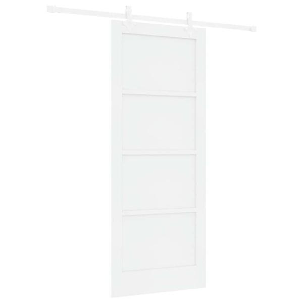 Schiebetür mit Beschläge Set Weiß 83x202 cm Massivholz Kiefer, Innertür 'ORKDAL'Weiß 83x202x4 cm Massivholz Kiefer