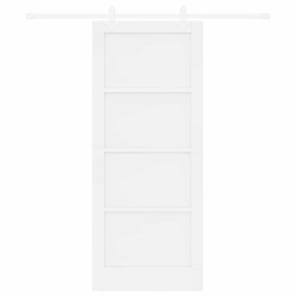 Schiebetür mit Beschläge Set Weiß 83x202 cm Massivholz Kiefer, Innertür 'ORKDAL'Weiß 83x202x4 cm Massivholz Kiefer