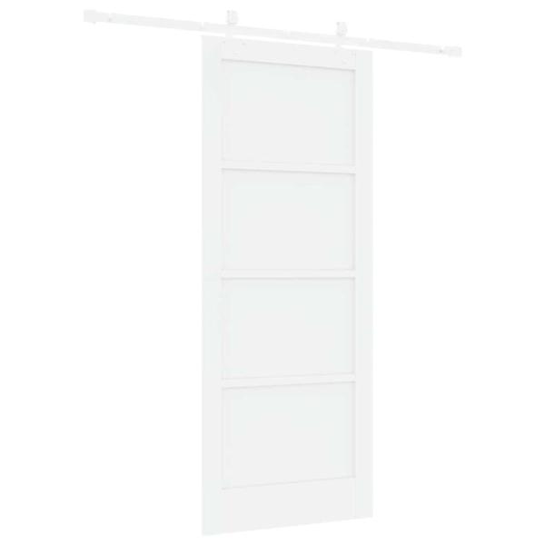 Schiebetür mit Beschläge Set Weiß 83x202 cm Massivholz Kiefer, Innertür 'ORKDAL'Weiß 83x202x4 cm Massivholz Kiefer