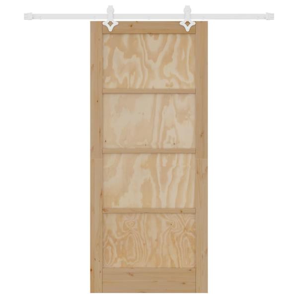 Schiebetür mit Hardware-Set 86x198.5 cm aus massivem Kiefernholz, Innentür "ORKDAL" 86x198.5x4 cm aus massivem Kiefernholz