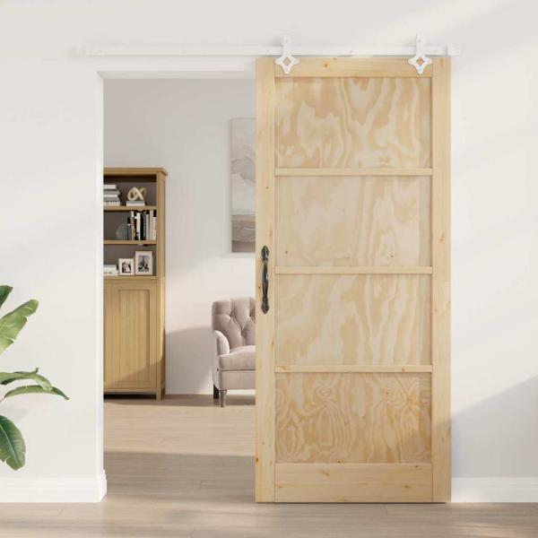 Schiebetür mit Hardware-Set 93x211 cm Massivholz Kiefer, Innentür "ORKDAL" 93x211x4 cm Massivholz Kiefer
