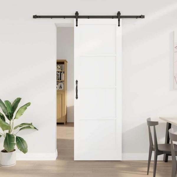 ARDEBO.de - Schiebetür mit Hardware Set Weiß 78x232 cm Aus solidem Kiefernholz, Innentür 'ORKDAL'Weiß 78x232x4 cm Aus solidem Kiefernholz