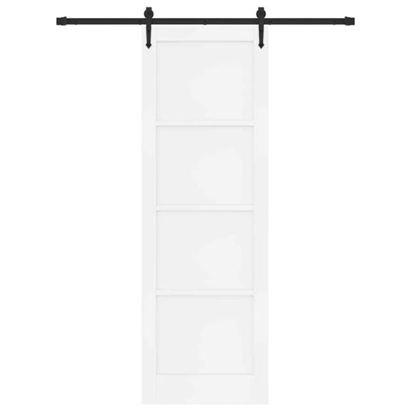 Schiebetür mit Hardware Set Weiß 78x232 cm Aus solidem Kiefernholz, Innentür 'ORKDAL'Weiß 78x232x4 cm Aus solidem Kiefernholz