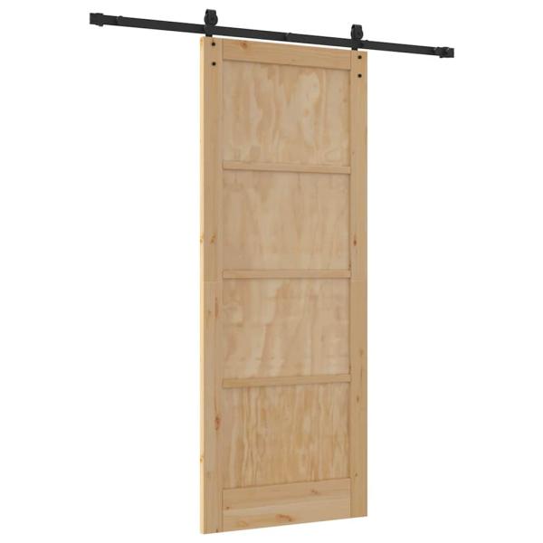 Schiebetür mit Hardware Set 83x211 cm aus massivem Kiefernholz, Innentür "ORKDAL" 83x211x4 cm aus massivem Kiefernholz