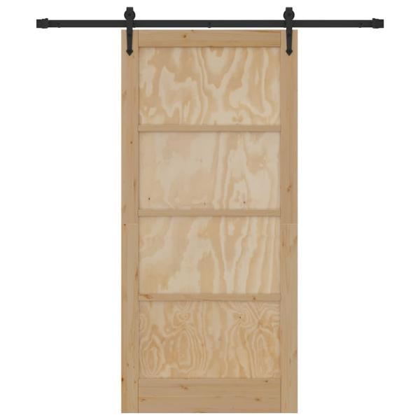 Schiebetür mit Beschlagsatz 93x202 cm aus massivem Kiefernholz, Innentür