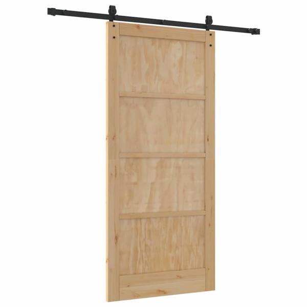 Schiebetür mit Beschlagsatz 93x202 cm aus massivem Kiefernholz, Innentür