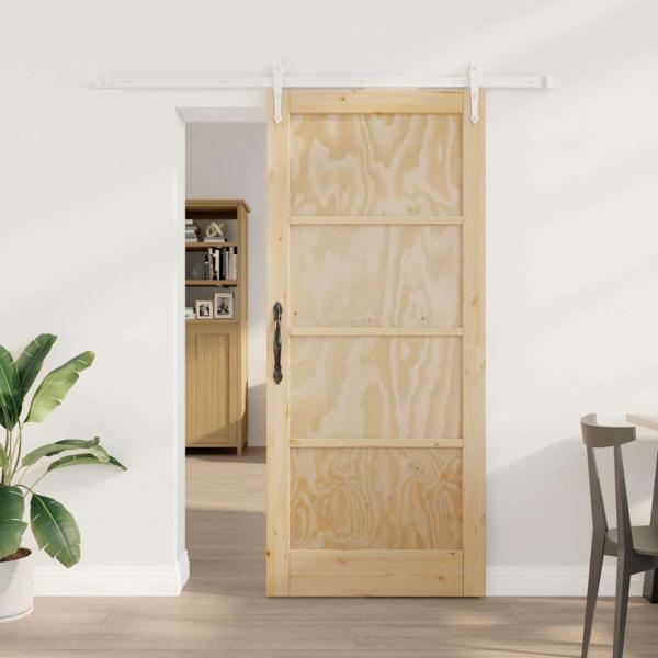 ARDEBO.de - Schiebetür mit Hardware-Set 78x202 cm Massivholz Kiefer, Innentür 'ORKDAL'78x202x4 cm Massivholz Kiefer