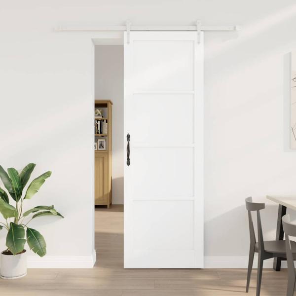 ARDEBO.de - Schiebetür mit Hardware-Set Weiß 78x232 cm Massivholz Kiefer, Innentür 'ORKDAL'Weiß 78x232x4 cm Massivholz Kiefer