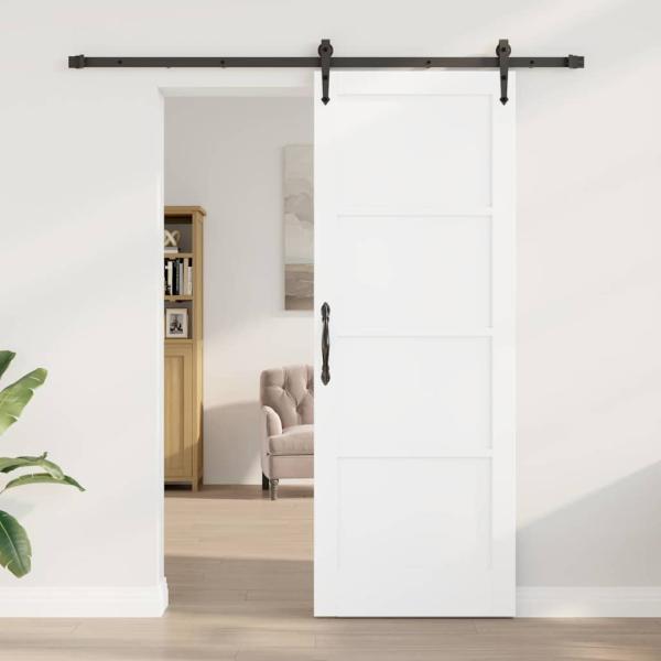 Schiebetür mit Hardware Set Weiß 78x211 cm Massivholz Kiefer, Innentür 'ORKDAL'Weiß 78x211x4 cm Massivholz Kiefer