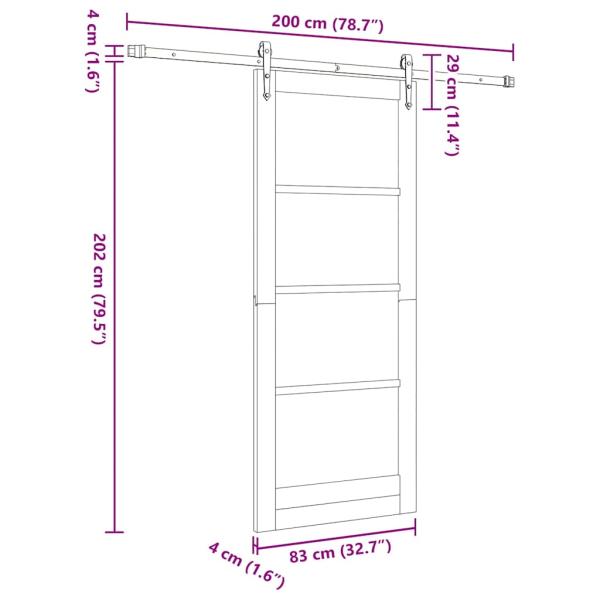 Schiebetür mit Montageset Weiß 83x202 cm Massivholzkiefer, Innentür 'ORKDAL'Weiß 83x202x4 cm Massivholzkiefer