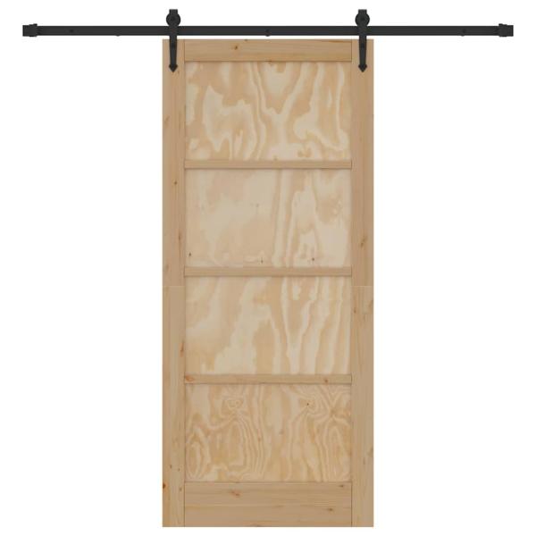 Schiebetür mit Zubehörset 86x198,5 cm aus massivem Kiefernholz, Innentür 'ORKDAL'86x198,5x4 cm aus massivem Kiefernholz