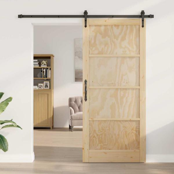 Schiebetür mit Hardware Set 93x211 cm Massivholz Kiefer, Innentür 'ORKDAL'93x211x4 cm Massivholz Kiefer