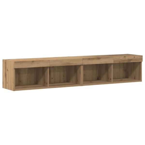 TV-Wandeinheiten mit LED-Lichtern 2 Stück Artisan Eiche 80x30x30 cm, TV-Wandeinheiten mit LED-Lichtern 2 Stück Artisan Eiche 60x30x40 cm