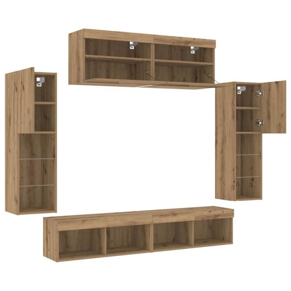 TV-Wandeinheiten mit LED-Lichtern 2 Stück Artisan Eiche 80x30x30 cm, TV-Wandeinheiten mit LED-Lichtern 2 Stück Artisan Eiche 60x30x40 cm