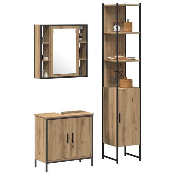Badezimmer Schrank Eiche 33x33x185.5 cm Holzwerkstoff