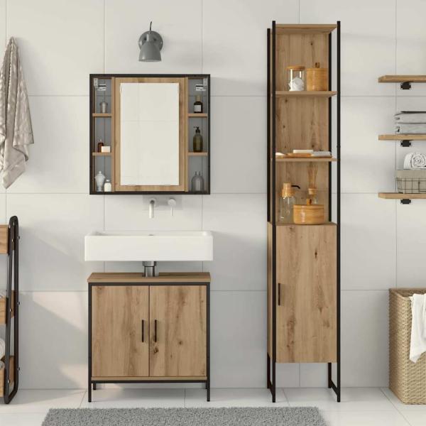 Badezimmer Schrank Eiche 33x33x185.5 cm Holzwerkstoff