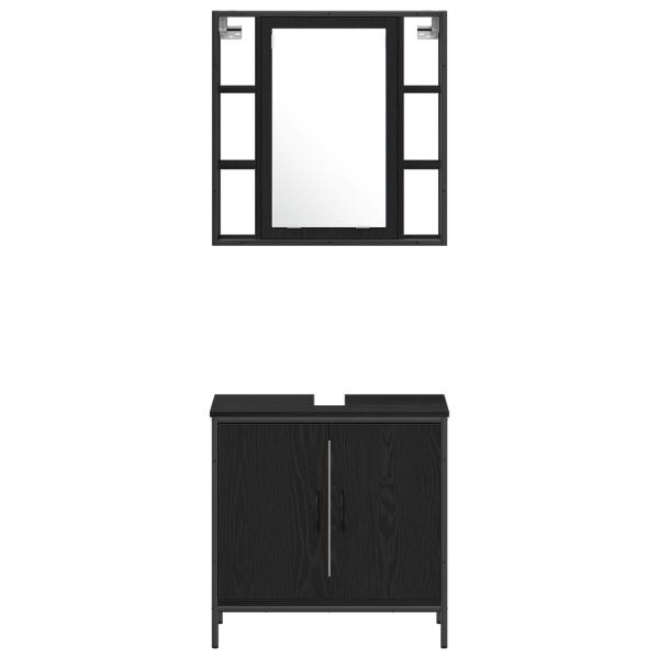 Waschbecken Schrank schwarze Eiche 60x30x60 cm Holzwerkstoff, Badezimmer Schrank schwarze Eiche 33x33x185,5 cm Holzwerkstoff