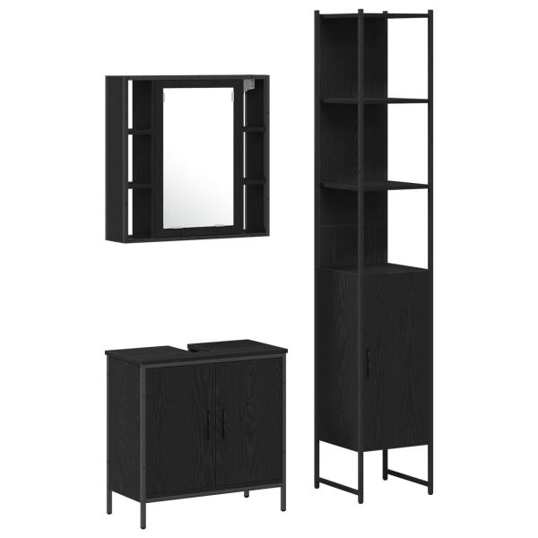 Waschbecken Schrank schwarze Eiche 60x30x60 cm Holzwerkstoff, Badezimmer Schrank schwarze Eiche 33x33x185,5 cm Holzwerkstoff