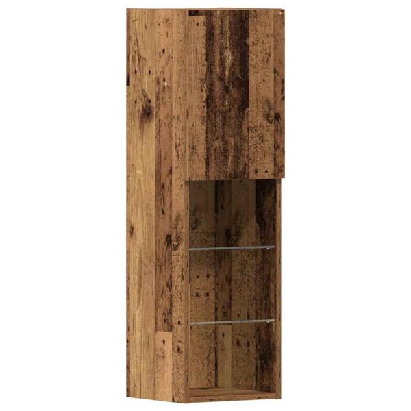 TV-Schrank mit LED-Lichtern Alte Holz 40,5x30x102 cm, TV-Wandschränke mit LED-Lichtern 2 Stk Alte Holz 80x30x30 cm