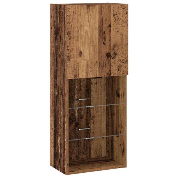 TV-Schrank mit LED-Lichtern Alte Holz 40,5x30x102 cm, TV-Wandschränke mit LED-Lichtern 2 Stk Alte Holz 80x30x30 cm