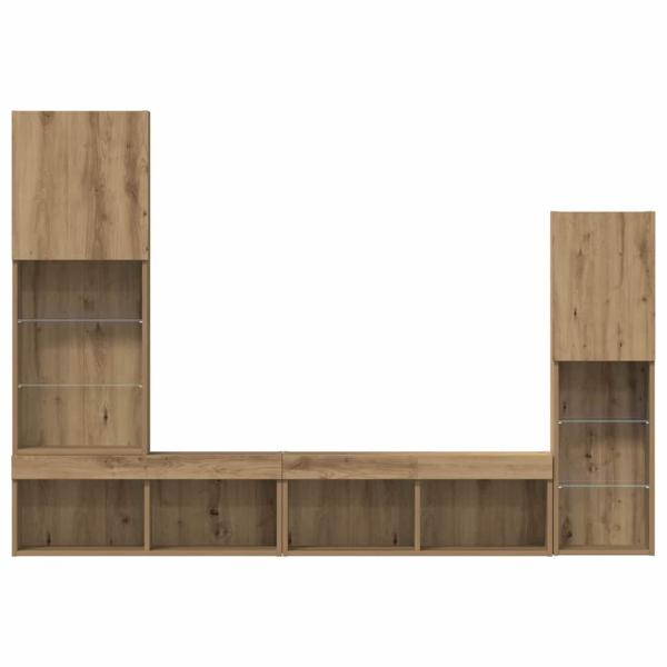 TV Schrank mit LED Lichtern Artisan Eiche 40,5x30x102 cm, TV Wandschränke mit LED Lichtern 2 Stück Artisan Eiche 80x30x30 cm