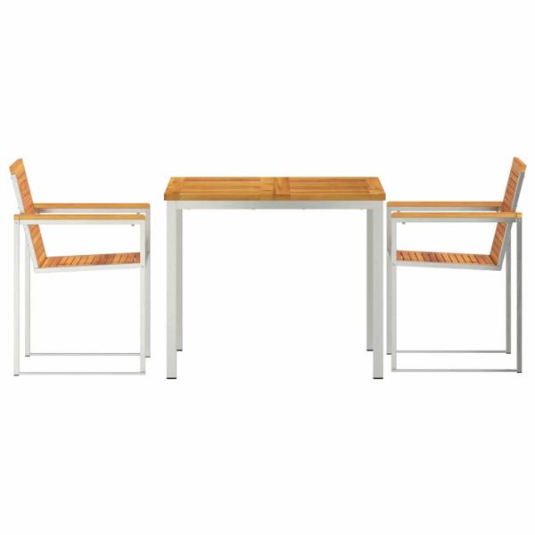 3-teilige Garten Essgruppe Massivholz Akazie, Outdoor Esstisch 90x90x74,5 cm Massivholz Akazie