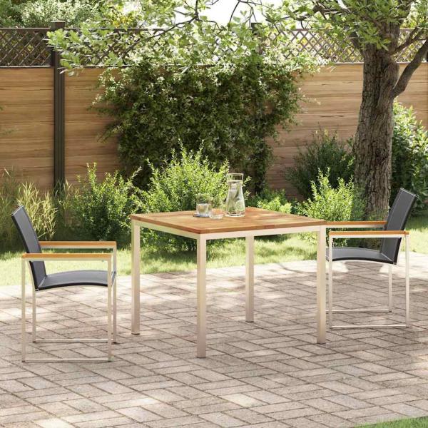 3-teiliges Garten Essset Massivholz Akazie, Outdoor Esstisch 90x90x74.5 cm Massivholz Akazie