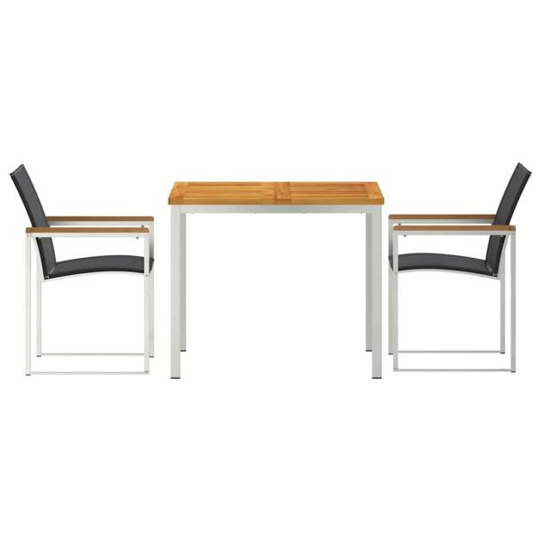 Garten Essgruppe 3 pcs Massives Akazienholz und Edelstahl