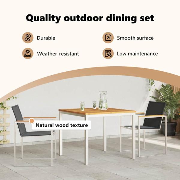Garten Essgruppe 3 pcs Massives Akazienholz und Edelstahl