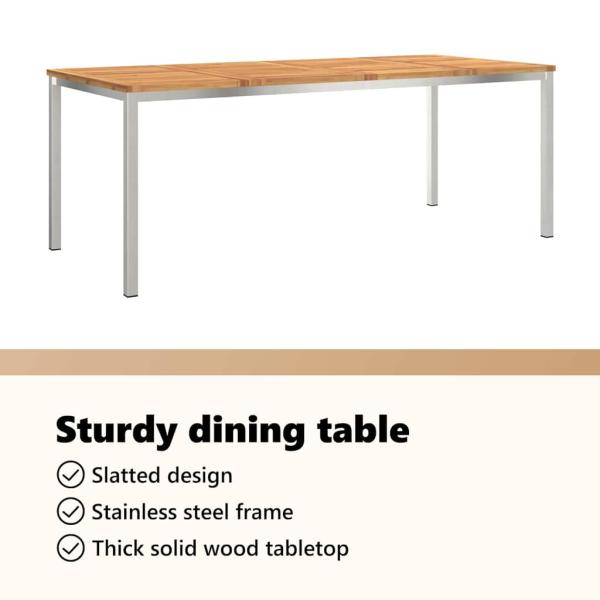 9-teilige Garten Essgruppe aus massivem Akazienholz, Outdoor Esstisch 200x90x74.5 cm aus massivem Akazienholz