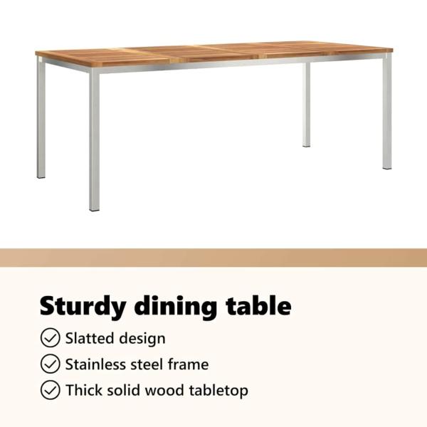 7-teiliges Garten-Essset aus massivem Teakholz, Außentisch 200x90x74.5 cm aus massivem Teakholz