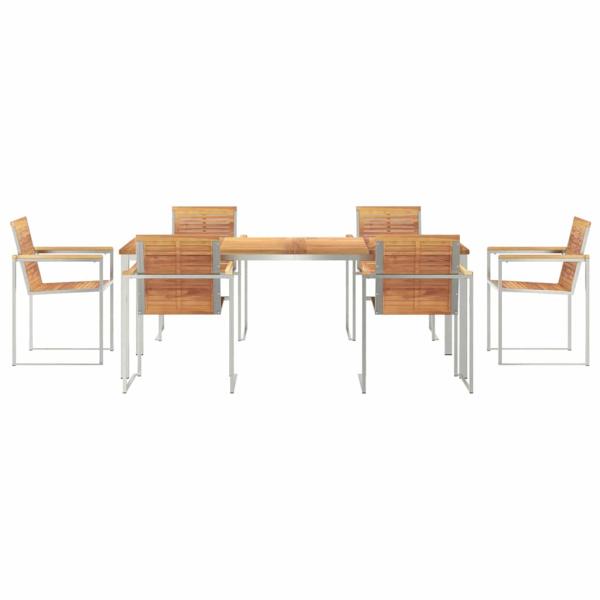 7-teiliges Garten-Essset aus massivem Teakholz, Außentisch 200x90x74.5 cm aus massivem Teakholz