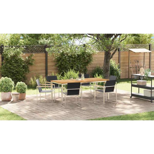 7-teilige Garten Essgruppe Massivholz Teak, Gartentisch 200x90x74,5 cm Massivholz Teak