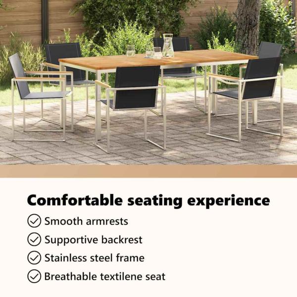7-teilige Garten Essgruppe Massivholz Teak, Gartentisch 200x90x74,5 cm Massivholz Teak