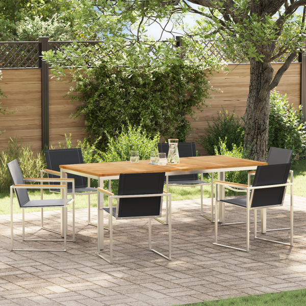 7-teilige Garten Essgruppe Massivholz Teak, Gartentisch 200x90x74,5 cm Massivholz Teak