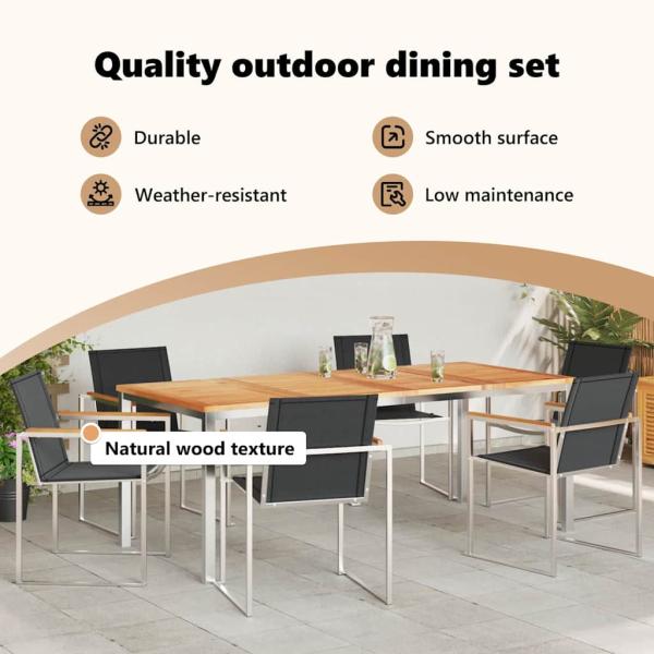 7-teilige Garten Essgruppe Massivholz Teak, Gartentisch 200x90x74,5 cm Massivholz Teak