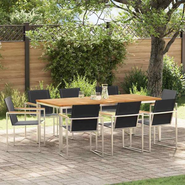 ARDEBO.de - 9-teilige Garten Essgruppe Massivholz Teak, Outdoor Esstisch 200x90x74,5 cm Massivholz Teak