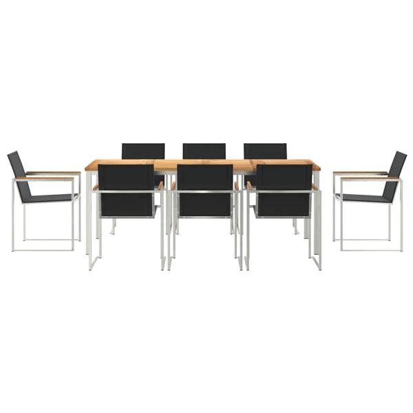 9-teilige Garten Essgruppe Massivholz Teak, Outdoor Esstisch 200x90x74,5 cm Massivholz Teak