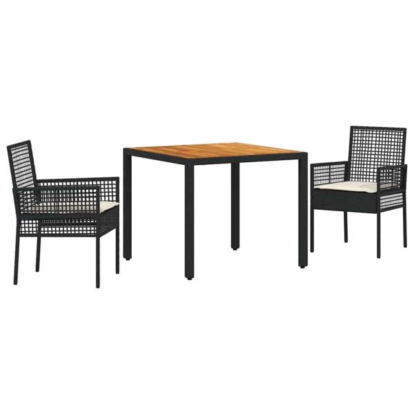 Essplatz Set mit 3 Teilen Schwarz Holz Langlebig Patio-Möbel