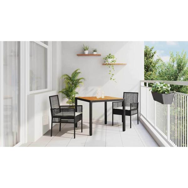 Essplatz Set mit 3 Teilen Schwarz Holz Langlebig Patio-Möbel