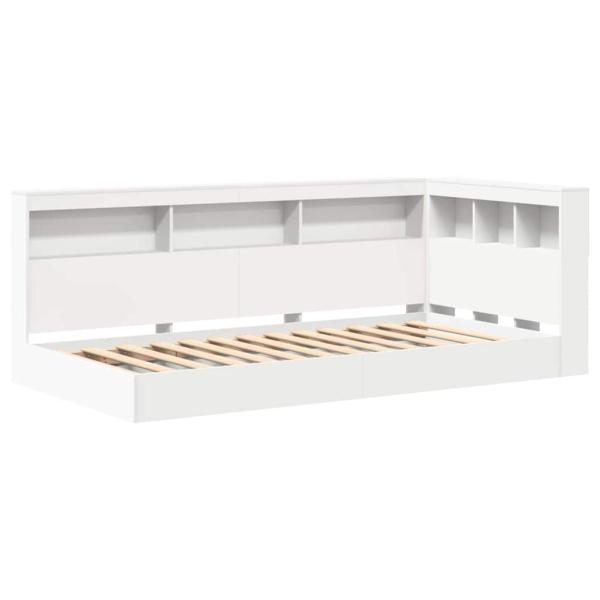 Bücherregal Bett Weiß 90x200 cm aus stranggepresstem Holz