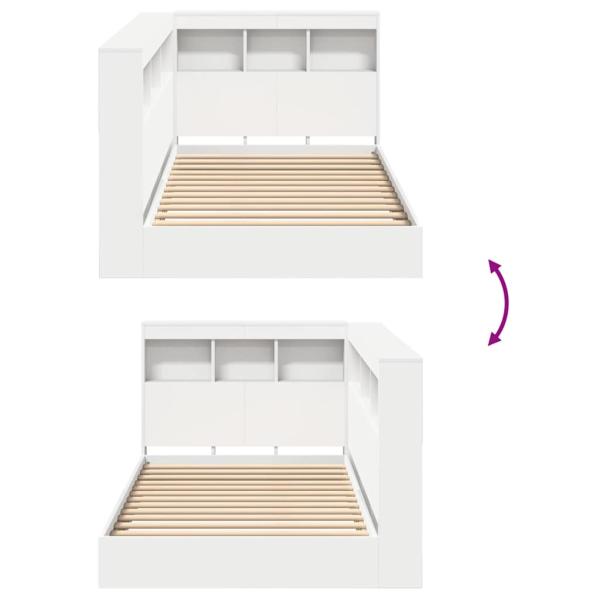 Bücherregal Bett Weiß 90x200 cm aus stranggepresstem Holz