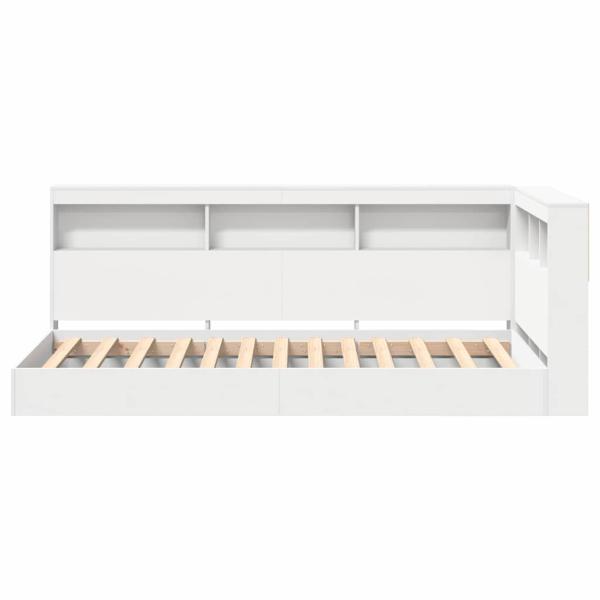 Bücherregal Bett Weiß 90x200 cm aus stranggepresstem Holz