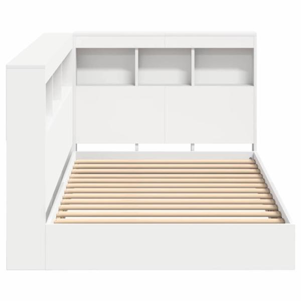Bücherregal Bett Weiß 90x200 cm aus stranggepresstem Holz