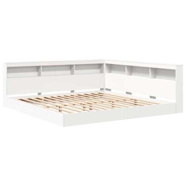 Bücherregal-Bett mit Kopfteil Weiß 180 x 200 cm Holzwerkstoff
