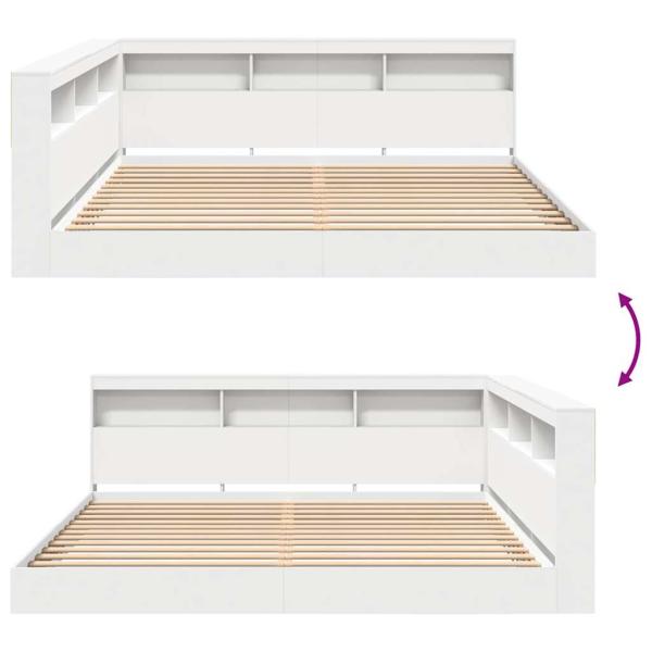 Bücherregal-Bett mit Kopfteil Weiß 180 x 200 cm Holzwerkstoff